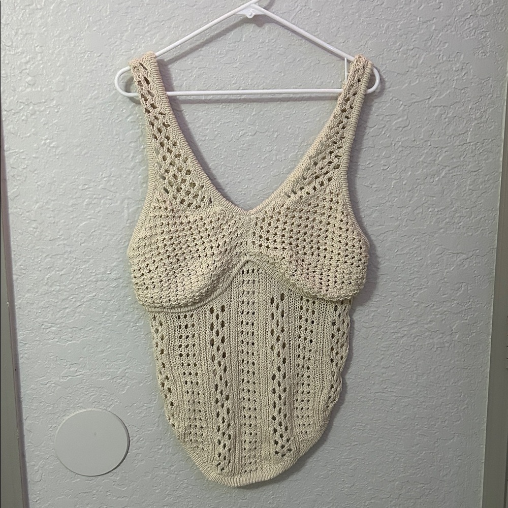 Forever 21 Ivory Crochet Knit Top